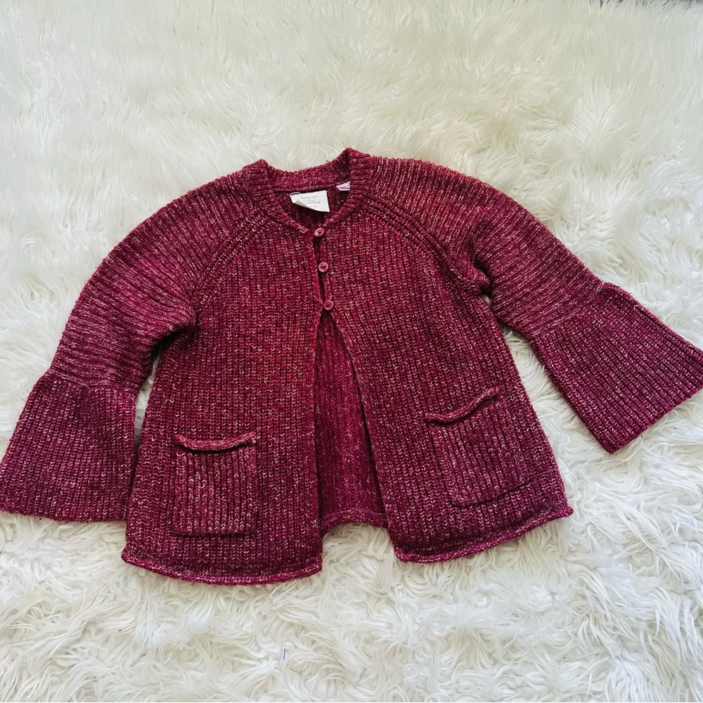 Zara Maroon knitwear Cardigan sweater